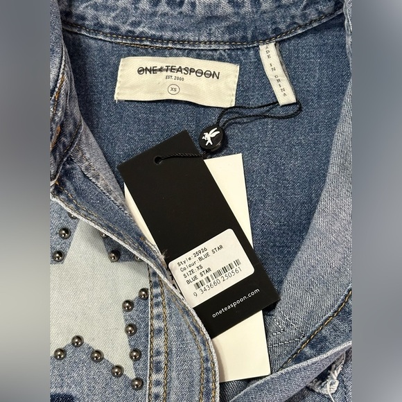 NWT Free People One Teaspoon Everyday Denim Classic Star Shirt XS Johnny Blue - Picture 7 of 10